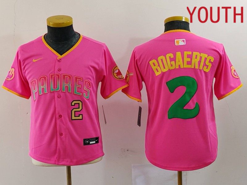 Youth San Diego Padres #2 Bogaerts Pink Joint Name 2024 Nike MLB Jersey style 2